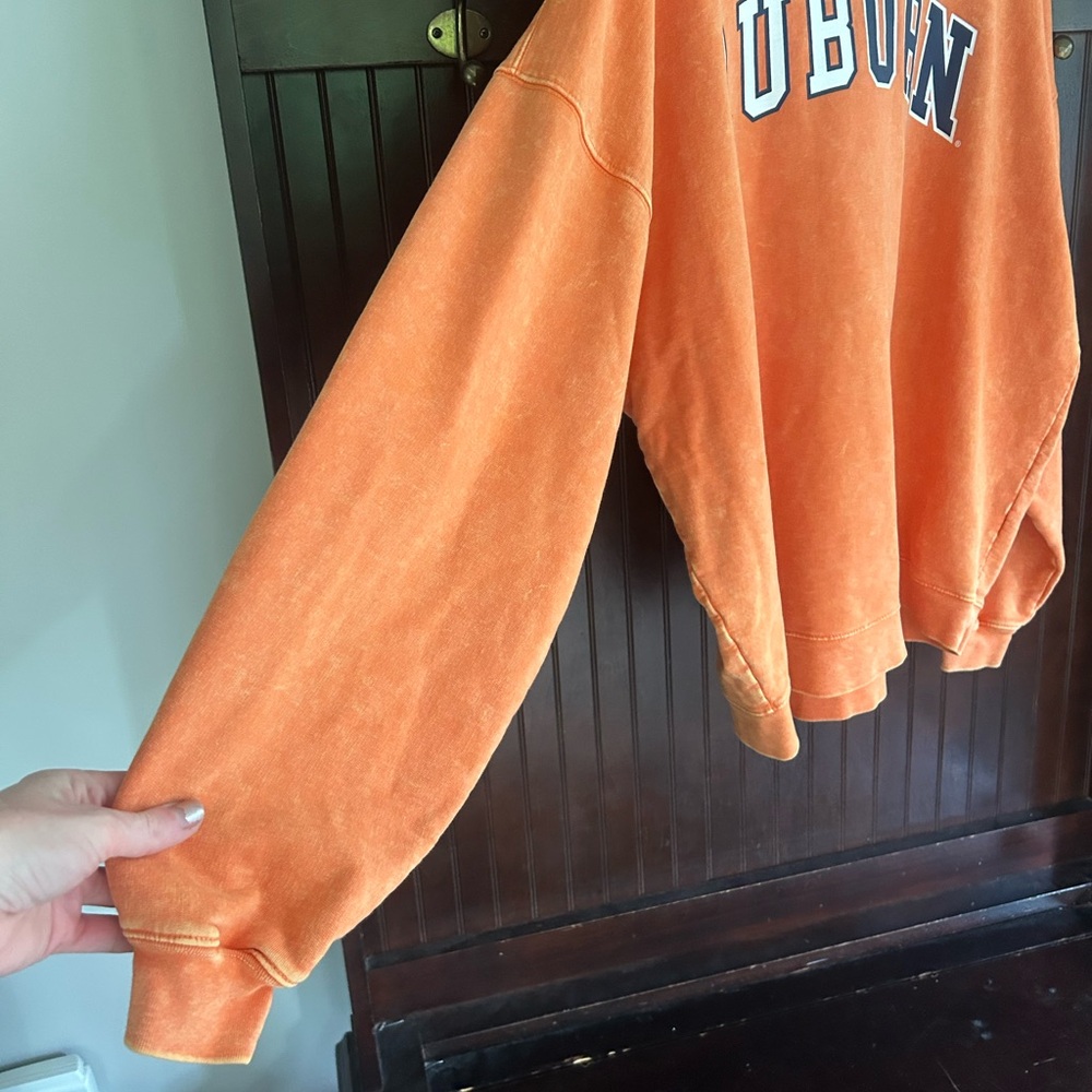 ZOOZATZ Auburn University Sweatshirt Orange Oversized Marbled Faded Baggy | XS - Picture 4 of 11